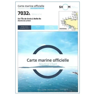 Carte marine 7032L du Shom - De l'�le de Groix � Belle-�le - Abords de Lorient - Shom