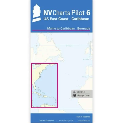 Carte marine NV Pilot 6 - Côte Est des États-Unis - Du Maine aux Caraïbes, Les Bermudes - NV Chart