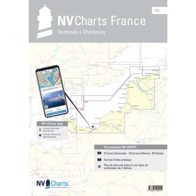 Carte marine NV Atlas France - FR1 - Oostende À Cherbourg - NV Chart