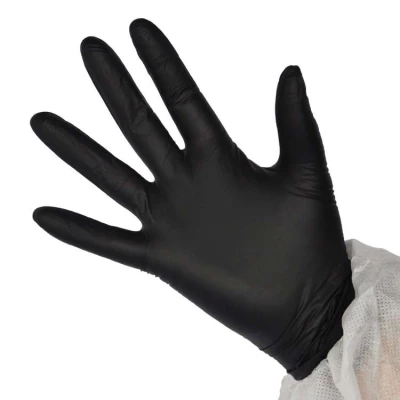 Bo�te de 100 Gants jetables en Nitrile non poudr�, Noir - Mer.fr