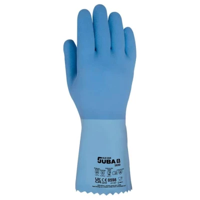 Gants en latex naturel sur support en coton Crab Bleu - Juba