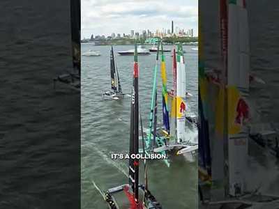 BTS reactions from the three boat pile-up in New York! #SailGP #sailing #racing