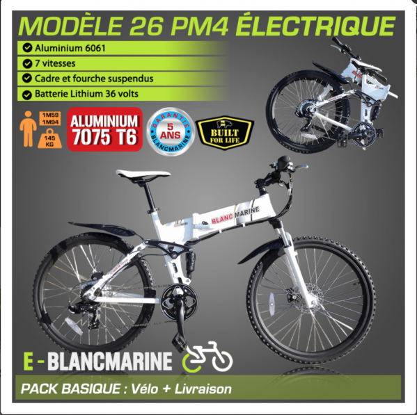 VÉLO PLIANT BLANC MARINE MODÈLE 20PM4, 21 VITESSES